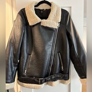 H&M fur lined faux leather jacket